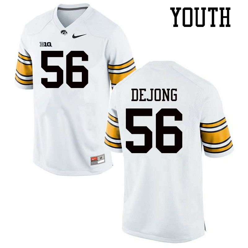 Youth #56 Nick DeJong Iowa Hawkeyes College Football Jerseys Sale-White - Click Image to Close